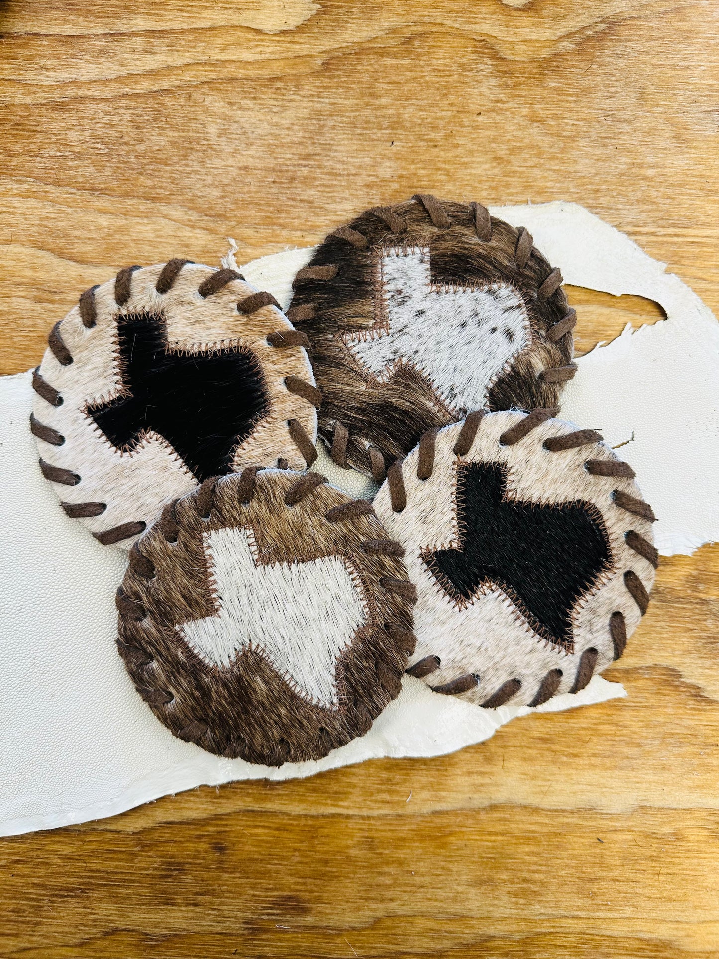 Cowhide TX Coasters