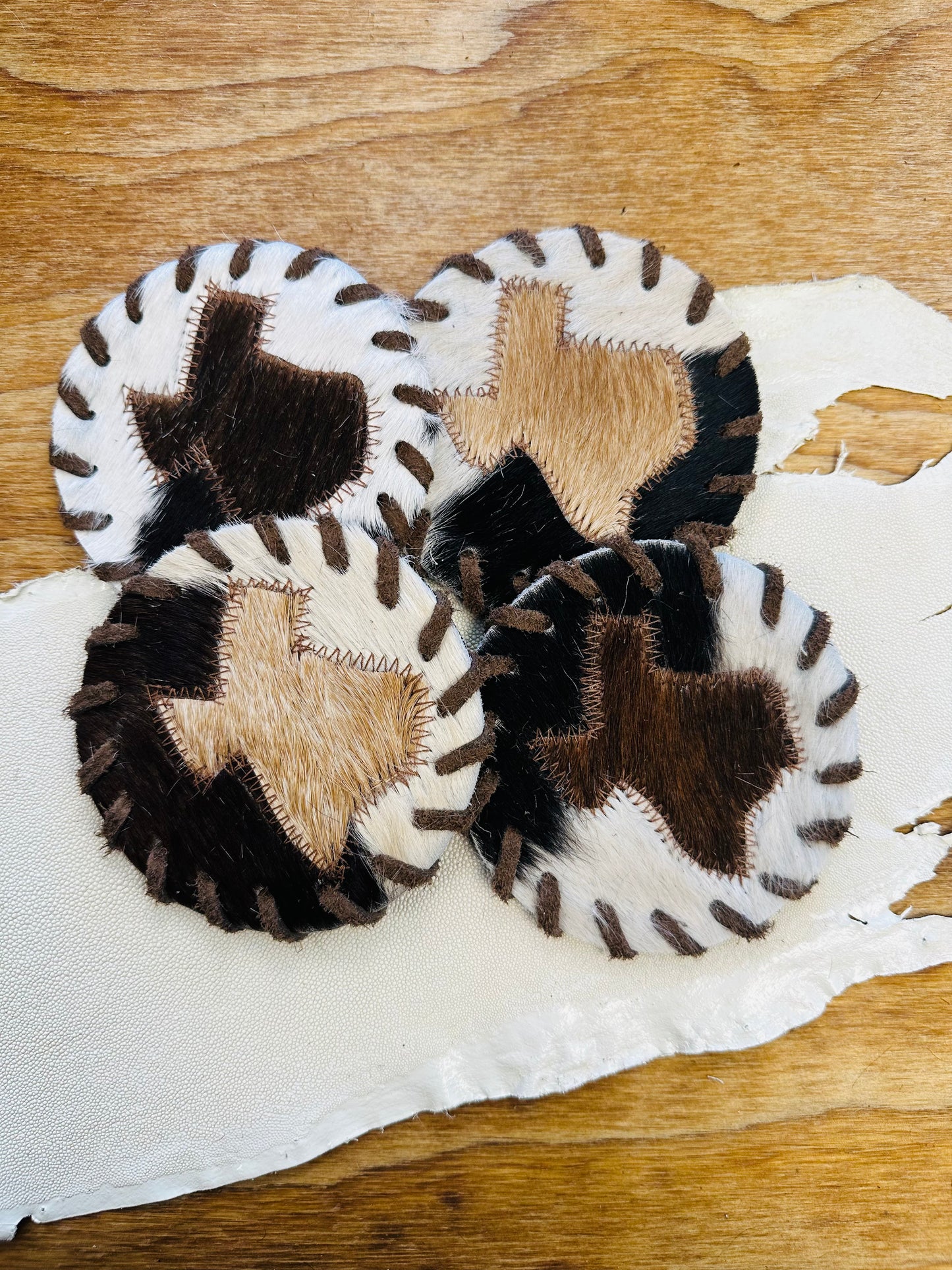 Cowhide TX Coasters