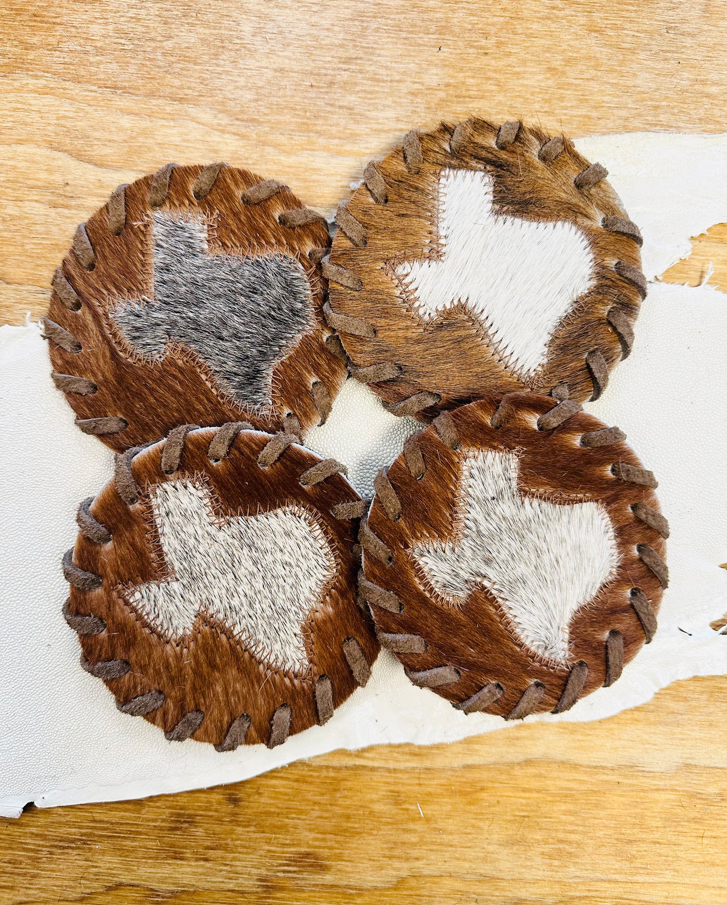Cowhide TX Coasters