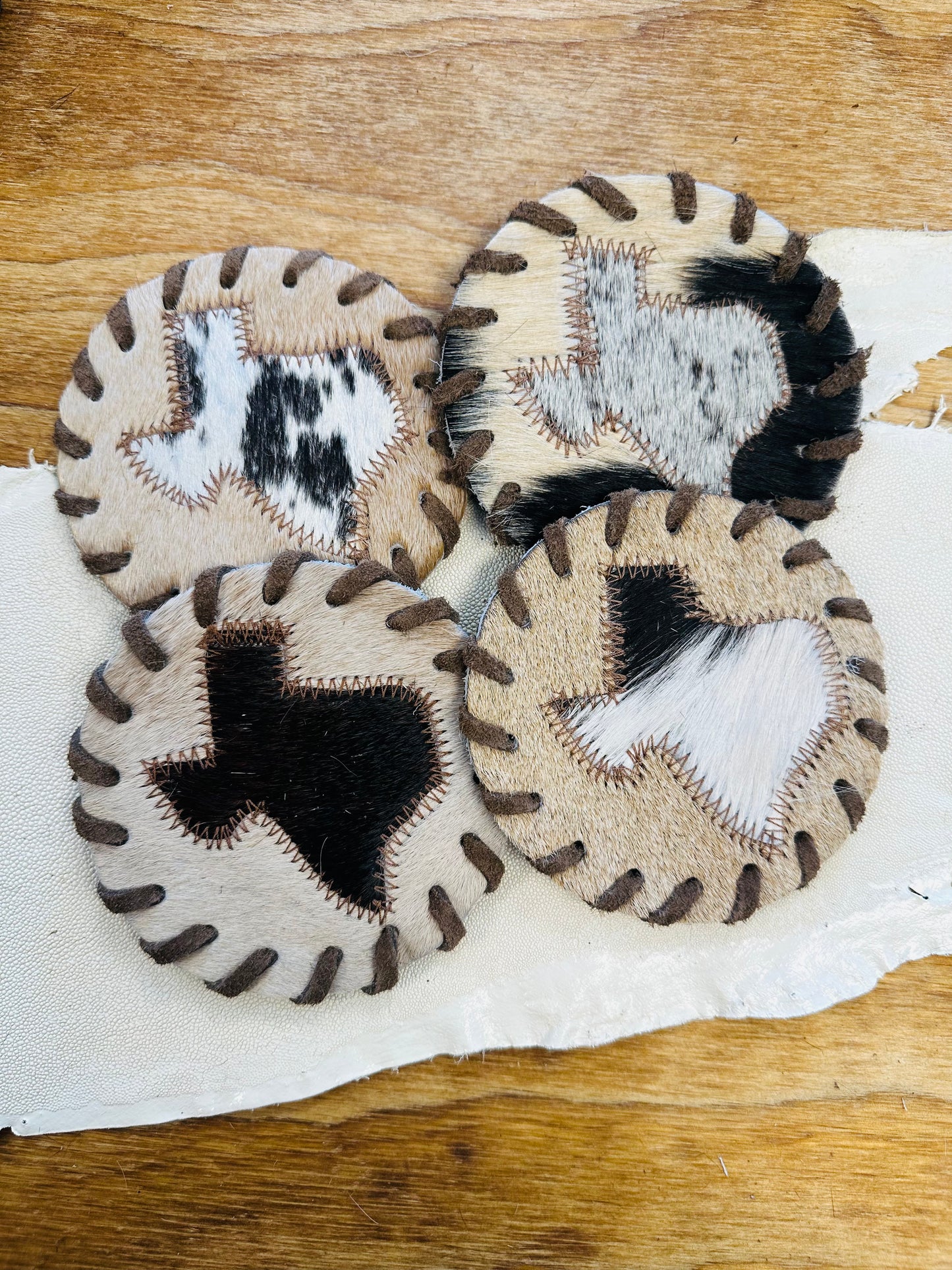Cowhide TX Coasters