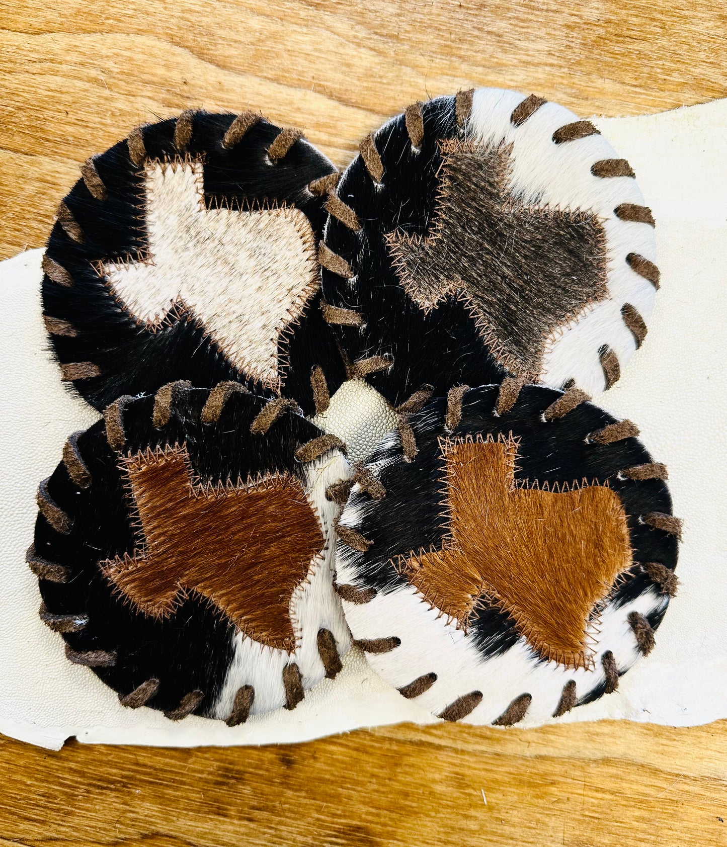 Cowhide TX Coasters