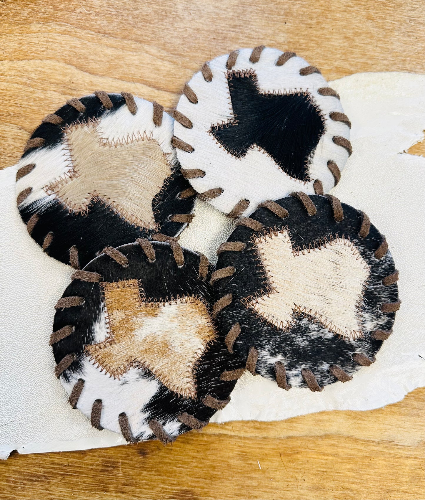 Cowhide TX Coasters