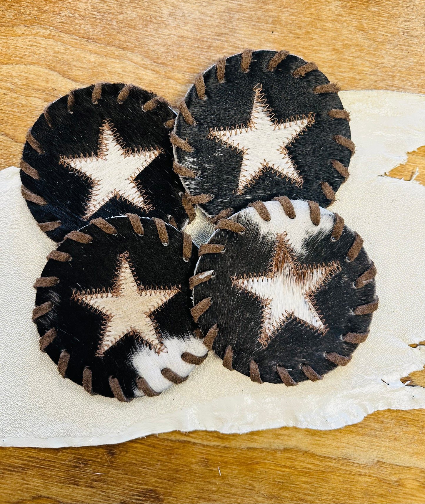 Cowhide Star Coasters