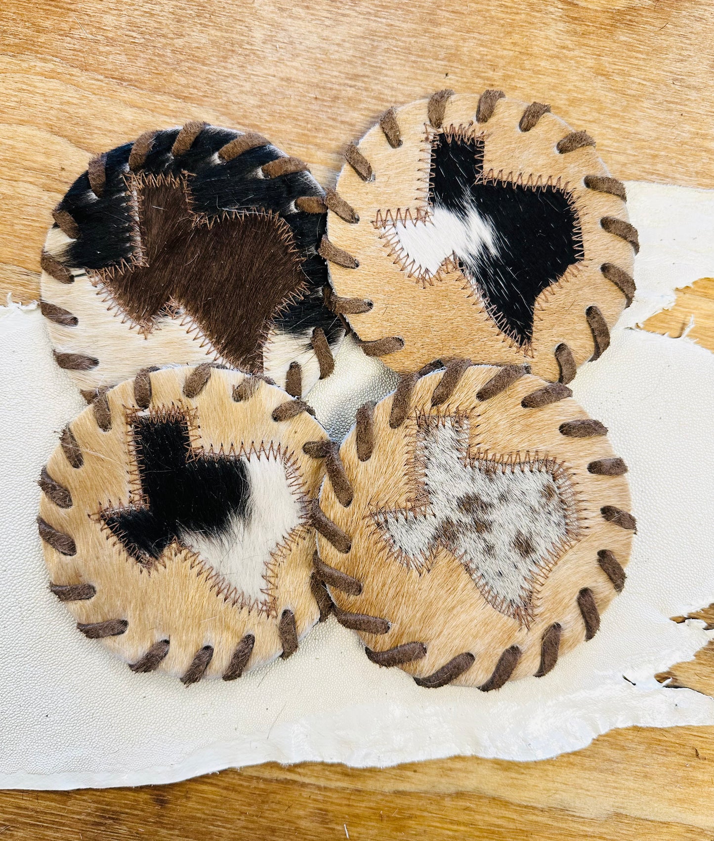 Cowhide TX Coasters