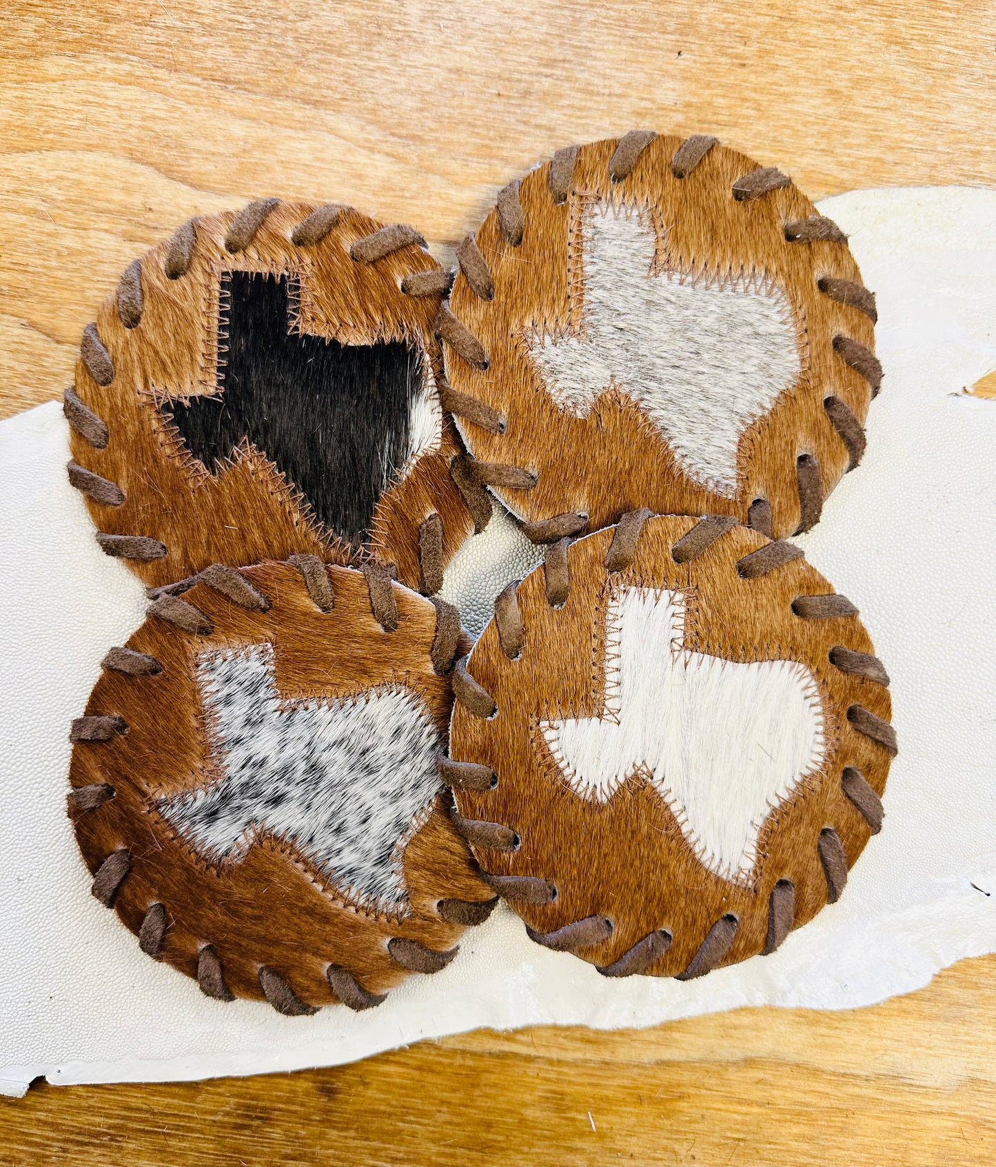 Cowhide TX Coasters