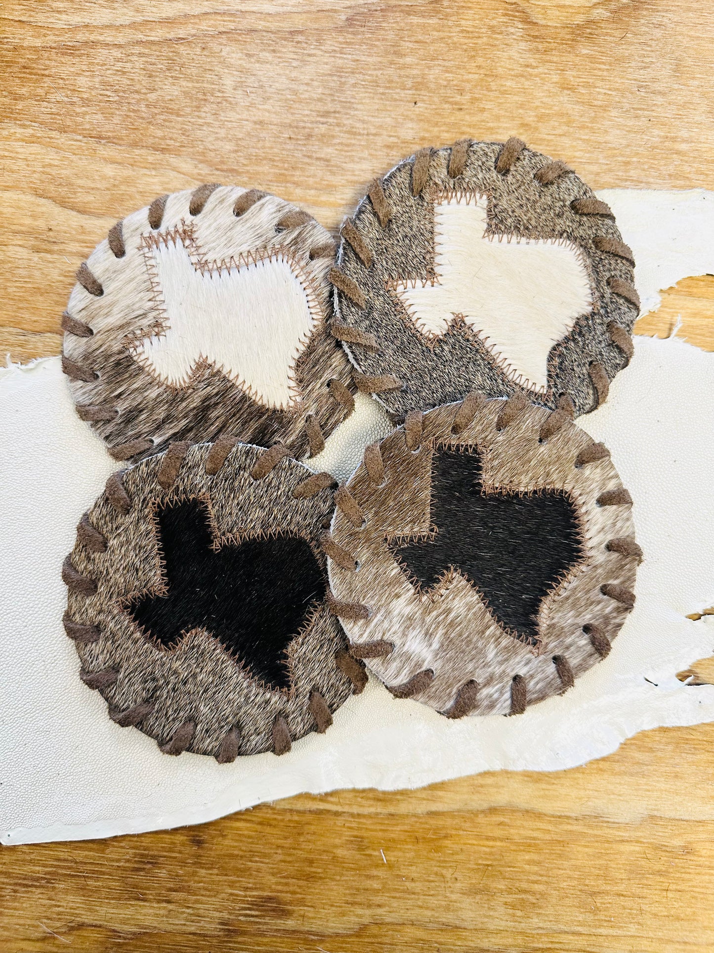 Cowhide TX Coasters