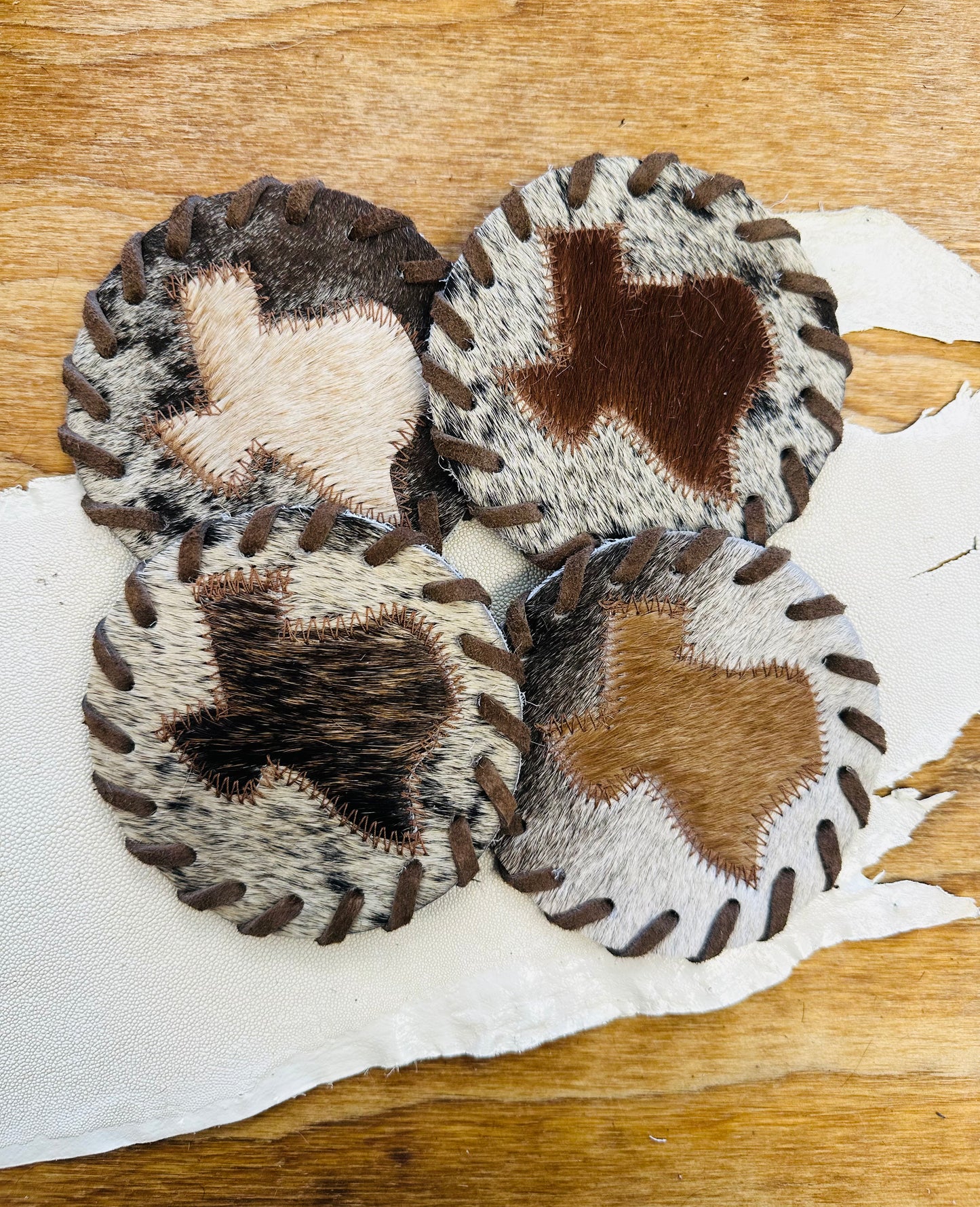 Cowhide TX Coasters