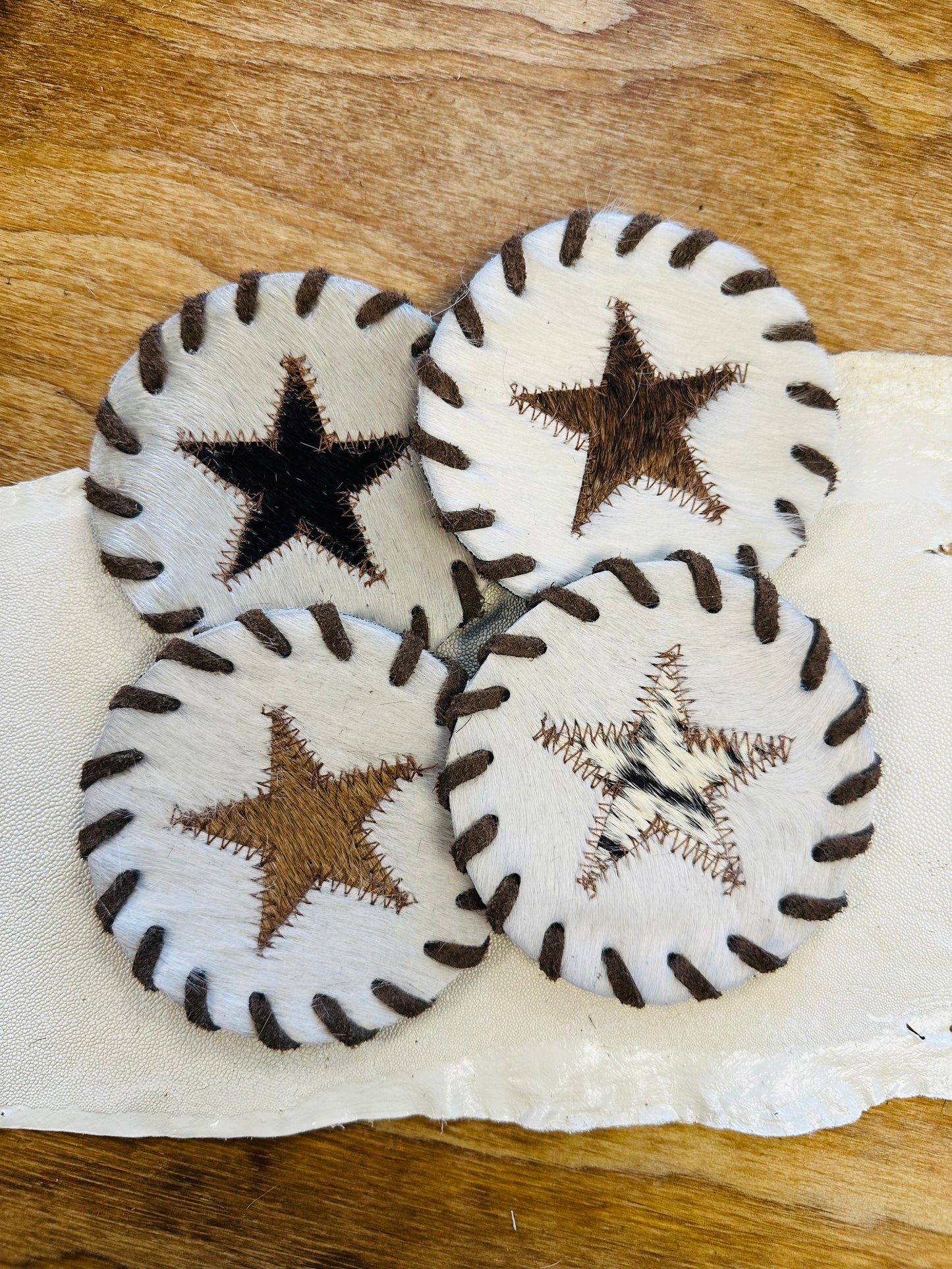 Cowhide Star Coasters