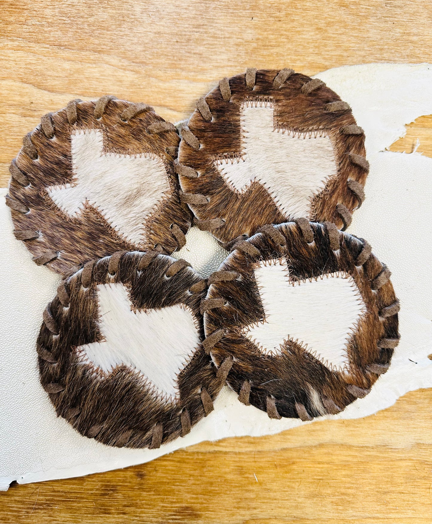 Cowhide TX Coasters