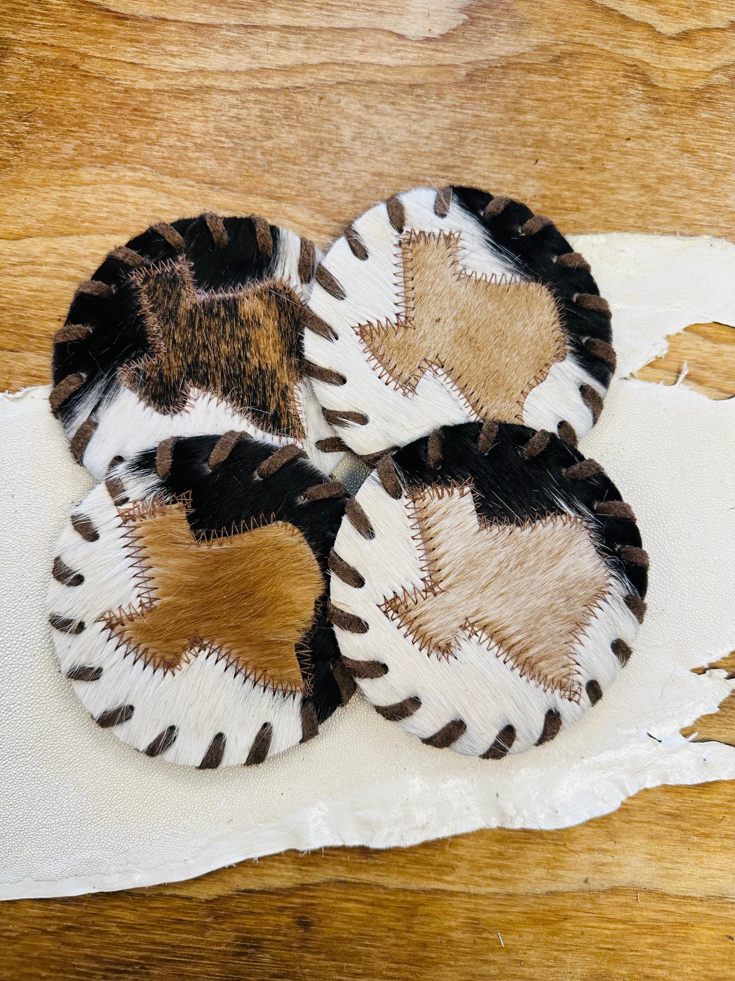 Cowhide TX Coasters