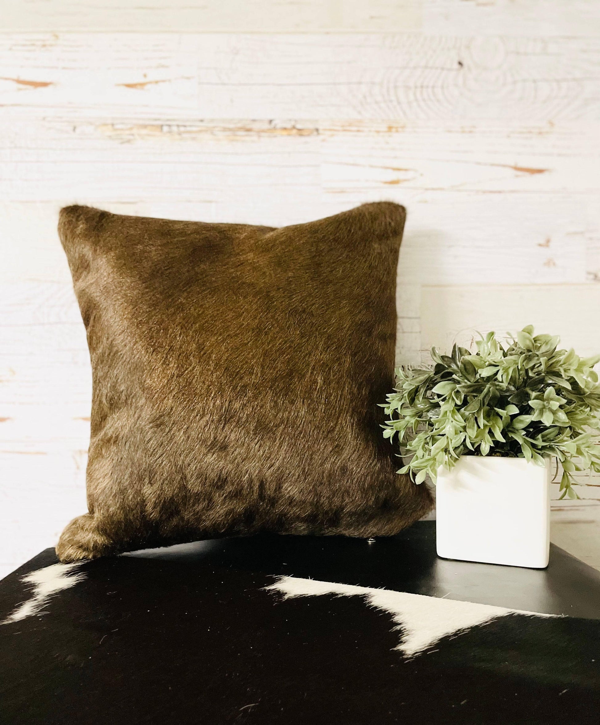 Brindle hide pillow - KateLynn Leatherworks