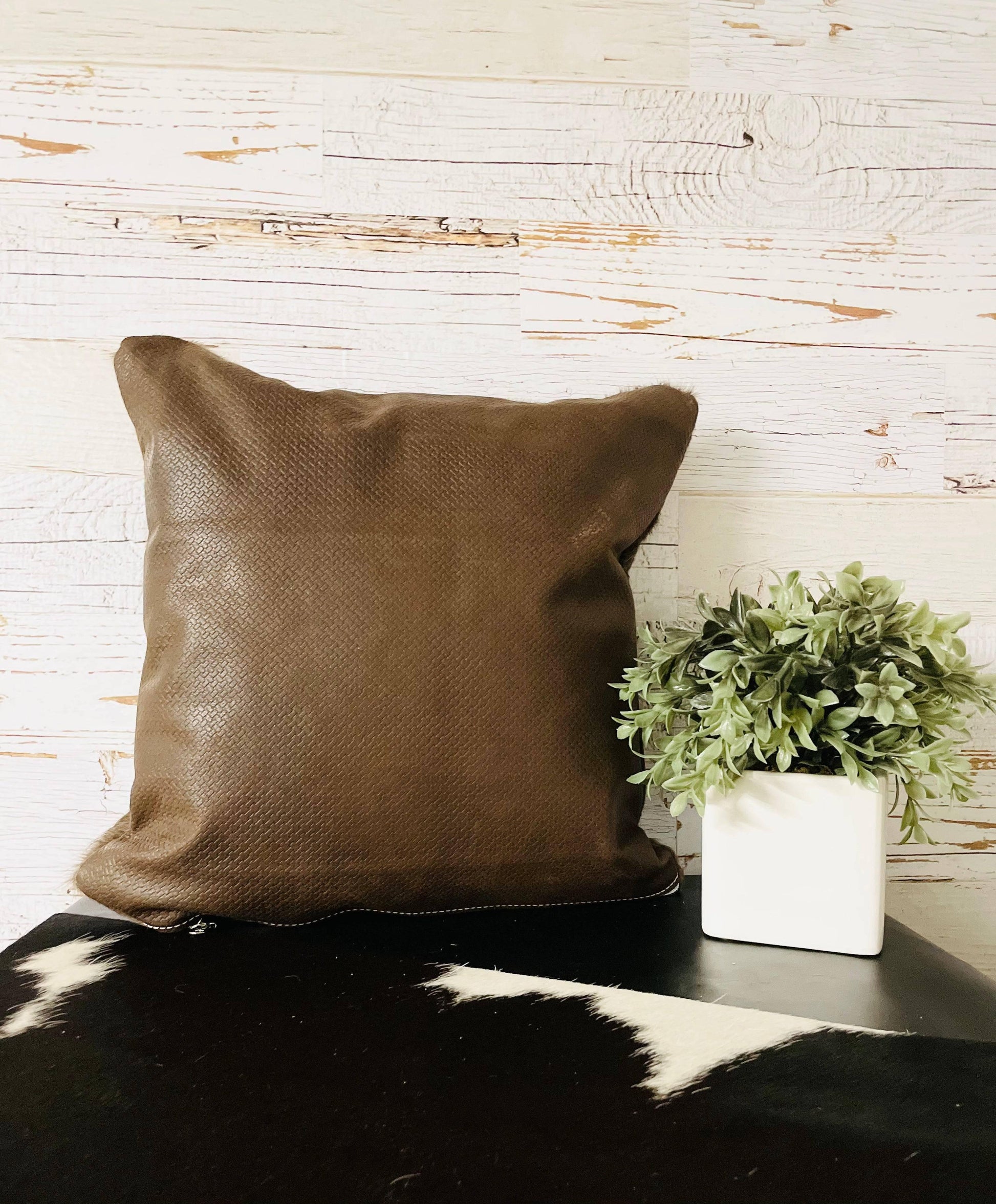 Brindle hide pillow - KateLynn Leatherworks